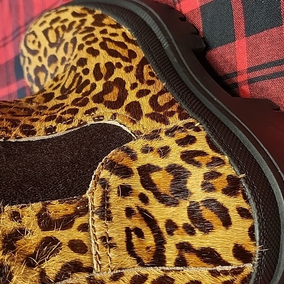 NWOT Lucky Brand Women Emali Tan Black Leopard Calf Hair Lug Sole Combat Boots - Picture 11 of 12